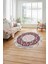 Çerçeveli Desen Motifli Yıkanabilir Kaymaz Yuvarlak Salon Halısı, Çerçeveli-Y-86-Bordo, 3