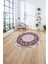 Çerçeveli Desen Motifli Yıkanabilir Kaymaz Yuvarlak Salon Halısı, Çerçeveli-Y-86-Bordo, 4