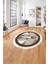 Çerçeveli Modern Mermer Detaylı Yıkanabilir Kaymaz Yuvarlak Salon Halısı, ÇERÇEVELİ-Y-123-KAHVE, 1