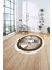 Çerçeveli Modern Mermer Detaylı Yıkanabilir Kaymaz Yuvarlak Salon Halısı, ÇERÇEVELİ-Y-123-KAHVE, 4