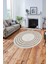 Çerçeveli Dikdörtgen Çizgili Yıkanabilir Kaymaz Yuvarlak Salon Halısı, ÇERÇEVELİ-Y-103-BEJ, 2