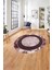 Çerçeveli Modern Klasik Baskılı Yıkanabilir Kaymaz Yuvarlak Salon Halısı, ÇERÇEVELİ-Y-109-BORDO, 1