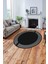 Çerçeveli Düz Çizgi Desenli Yıkanabilir Kaymaz Yuvarlak Salon Halısı, ÇERÇEVELİ-Y-102-ANTRASİT, 2