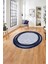 Çerçeveli Modern Çizgi Desenli Yıkanabilir Kaymaz Yuvarlak Salon HALISI,ÇERÇEVELİ-Y-120-LACİVERT, 1