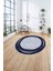 Çerçeveli Modern Çizgi Desenli Yıkanabilir Kaymaz Yuvarlak Salon HALISI,ÇERÇEVELİ-Y-120-LACİVERT, 4