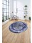 Çerçeveli Modern Sade Baskılı Yıkanabilir Kaymaz Yuvarlak Salon Halısı, ÇERÇEVELİ-Y-119-LACİVERT, 4
