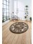 Çerçeveli Modern Dijital Baskılı Yıkanabilir Kaymaz Yuvarlak Salon Halısı, ÇERÇEVELİ-Y-117-KAHVE, 4