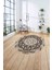Çerçeveli Desen Motifli Yıkanabilir Kaymaz Yuvarlak Salon Halısı, Çerçeveli-Y-86-Kahve, 4