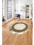 Çerçeveli Modern Klasik Baskılı Yıkanabilir Kaymaz Yuvarlak Salon Halısı, ÇERÇEVELİ-Y-109-GOLD, 1