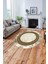 Çerçeveli Modern Klasik Baskılı Yıkanabilir Kaymaz Yuvarlak Salon Halısı, ÇERÇEVELİ-Y-109-GOLD, 2
