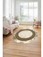 Çerçeveli Modern Klasik Baskılı Yıkanabilir Kaymaz Yuvarlak Salon Halısı, ÇERÇEVELİ-Y-109-GOLD, 3