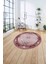 Çerçeveli Üçgen Detaylı Desen Yıkanabilir Kaymaz Yuvarlak Salon Halısı, Çerçeveli-Y-75-Bordo, 4