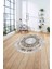Çerçeveli Otantik Desen Yıkanabilir Kaymaz Yuvarlak Salon Halısı, Çerçeveli-Y-76-Kahve, 4