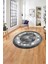 Çerçeveli Modern Dijital Baskılı Yıkanabilir Kaymaz Yuvarlak Salon Halısı, ÇERÇEVELİ-Y-117-GRİ, 1