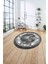 Çerçeveli Modern Dijital Baskılı Yıkanabilir Kaymaz Yuvarlak Salon Halısı, ÇERÇEVELİ-Y-117-GRİ, 4