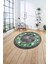 Çerçeveli Modern Dijital Baskılı Yıkanabilir Kaymaz Yuvarlak Salon Halısı, ÇERÇEVELİ-Y-117-YEŞİL, 4