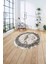 Çerçeveli Modern Mermer Desenli Yıkanabilir Kaymaz Yuvarlak Salon Halısı, ÇERÇEVELİ-Y-114-KAHVE, 4