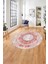 Çerçeveli Otantik Desen Yıkanabilir Kaymaz Yuvarlak Salon Halısı, Çerçeveli-Y-76-Kırmızı, 1