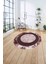 Çerçeveli Modern Klasik Baskılı Yıkanabilir Kaymaz Yuvarlak Salon Halısı, ÇERÇEVELİ-Y-109-BORDO, 4
