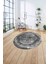 Çerçeveli Modern Sade Baskılı Yıkanabilir Kaymaz Yuvarlak Salon Halısı, ÇERÇEVELİ-Y-119-GRİ, 4