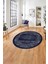 Çerçeveli Klasik Modern Yıkanabilir Kaymaz Yuvarlak Salon Halısı, Çerçeveli-Y-96-Lacivert, 1