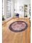 Çerçeveli Kenar Çizgi Motifli Yıkanabilir Kaymaz Yuvarlak Salon Halısı, Çerçeveli-Y-61-Bordo, 1