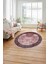 Çerçeveli Kenar Çizgi Motifli Yıkanabilir Kaymaz Yuvarlak Salon Halısı, Çerçeveli-Y-61-Bordo, 3