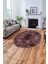 Çerçeveli Hitit Kesme Modelli Yıkanabilir Kaymaz Yuvarlak Salon Halısı, Çerçeveli-Y-63-Bordo, 2