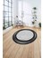 Çerçeveli Modern Çizgi Desenli Yıkanabilir Kaymaz Yuvarlak Salon Halısı, ÇERÇEVELİ-Y-120-GRİ, 4