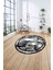 Çerçeveli Modern Dijital Baskılı Yıkanabilir Kaymaz Yuvarlak Salon Halısı, Çerçeveli-Y-77-Gri, 4