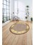 Çerçeveli Vektörel Mermer Desenli Yıkanabilir Kaymaz Yuvarlak Salon Halısı, Çerçeveli-Y-95-Gold, 4