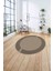 Çerçeveli Düz Çizgi Desenli Yıkanabilir Kaymaz Yuvarlak Salon Halısı, ÇERÇEVELİ-Y-102-BEJ, 4