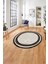 Çerçeveli Modern Çizgi Desenli Yıkanabilir Kaymaz Yuvarlak Salon Halısı, ÇERÇEVELİ-Y-120-KAHVE, 1