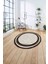 Çerçeveli Modern Çizgi Desenli Yıkanabilir Kaymaz Yuvarlak Salon Halısı, ÇERÇEVELİ-Y-120-KAHVE, 4