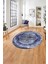 Çerçeveli Modern Sade Baskılı Yıkanabilir Kaymaz Yuvarlak Salon Halısı, ÇERÇEVELİ-Y-119-LACİVERT, 1