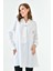 Beyaz V Yaka Taş ve Fular Detaylı Oversize Tunik 1