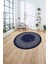 Çerçeveli Klasik Şekil Modern Yıkanabilir Kaymaz Yuvarlak Salon Halısı, ÇERÇEVELİ-Y-129-LACİVERT, 4