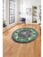 Çerçeveli Modern Dijital Baskılı Yıkanabilir Kaymaz Yuvarlak Salon Halısı, ÇERÇEVELİ-Y-117-YEŞİL, 1