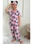 Pjkö Stitch Desenli Pembe Kısa Kollu Önden Düğmeli Kız Çocuk Pijama Takımı 4-12 Yaş 719K 1