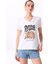V Yaka Baskılı Beyaz Kadın T-Shirt F5SL-TST0452 1