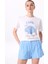 Bisiklet Yaka Baskılı Beyaz Kadın T-Shirt F5SL-TST0468 3