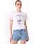 Bisiklet Yaka Baskılı Beyaz Kadın T-Shirt F5SL-TST0444 1