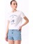 Bisiklet Yaka Baskılı Beyaz Kadın T-Shirt F5SL-TST0444 3