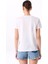 Bisiklet Yaka Baskılı Beyaz Kadın T-Shirt F5SL-TST0444 5