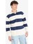 Relax Fit Polo Yaka Çizgili Kalın Sweatshirt D7478AX25SP 3