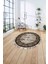 Çerçeveli Otantik Desen Detaylı Yıkanabilir Kaymaz Yuvarlak Salon Halısı, ÇERÇEVELİ-Y-115-KAHVE, 4