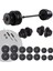 Vinyl spor ağırlık seti, 85 kg, siyah renk, dambıl ve halter içeriği 1
