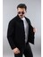 Erkek Regular Fit Siyah Spor Model Fermuarlı Kot Ceket 2
