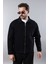 Erkek Regular Fit Siyah Spor Model Fermuarlı Kot Ceket 3