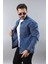 Erkek Regular Fit Mavi Spor Model Fermuarlı Kot Ceket 1